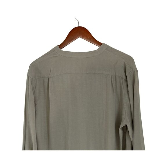 VENROY Linen Blend Button-up henley shirt tunic long sleeve pale sage  Size Med - Picture 8 of 10